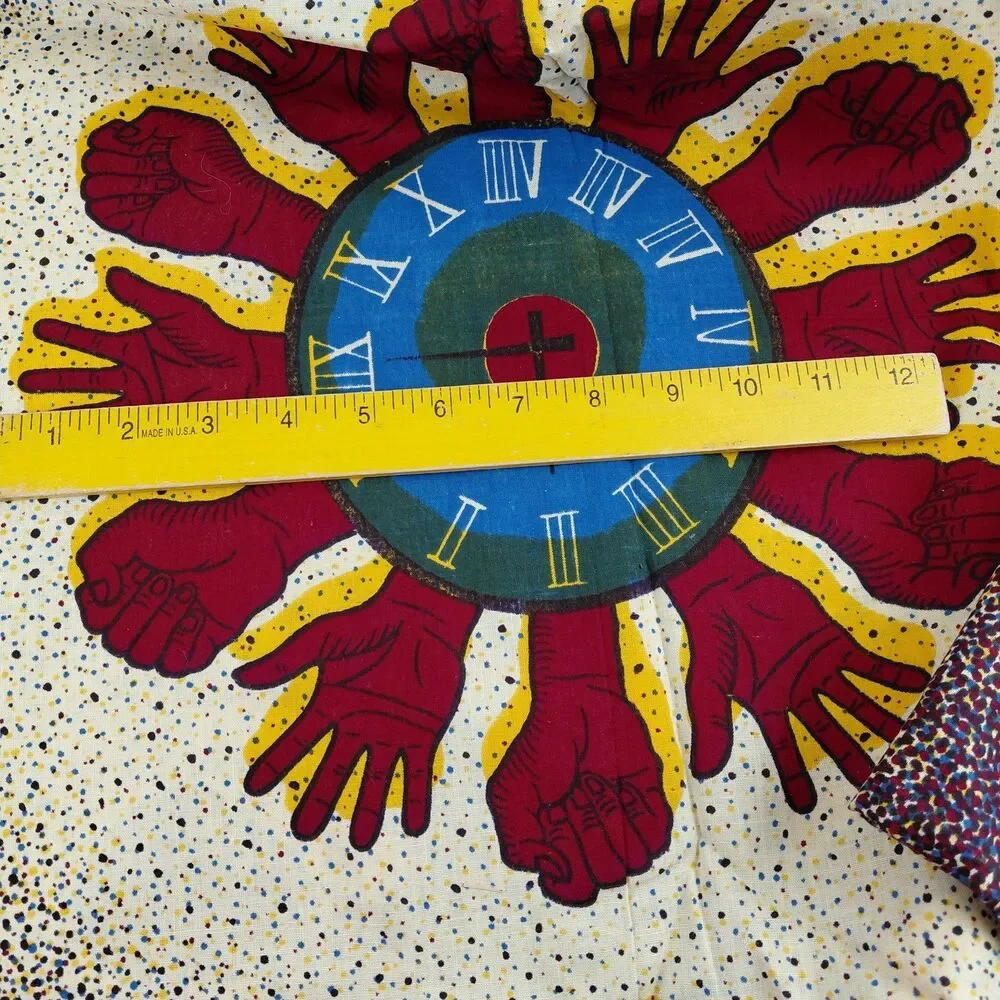 African Fabric Ankara Hands Clock Watch Red Brown Gold Green Blue 108x45